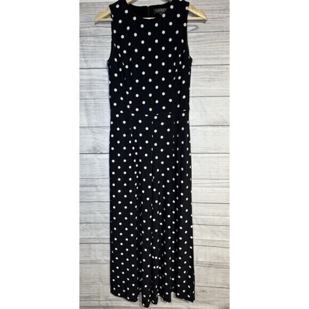 Lauren Ralph Lauren Polka Dot   Jumpsuit Womens SZ 6 Black White